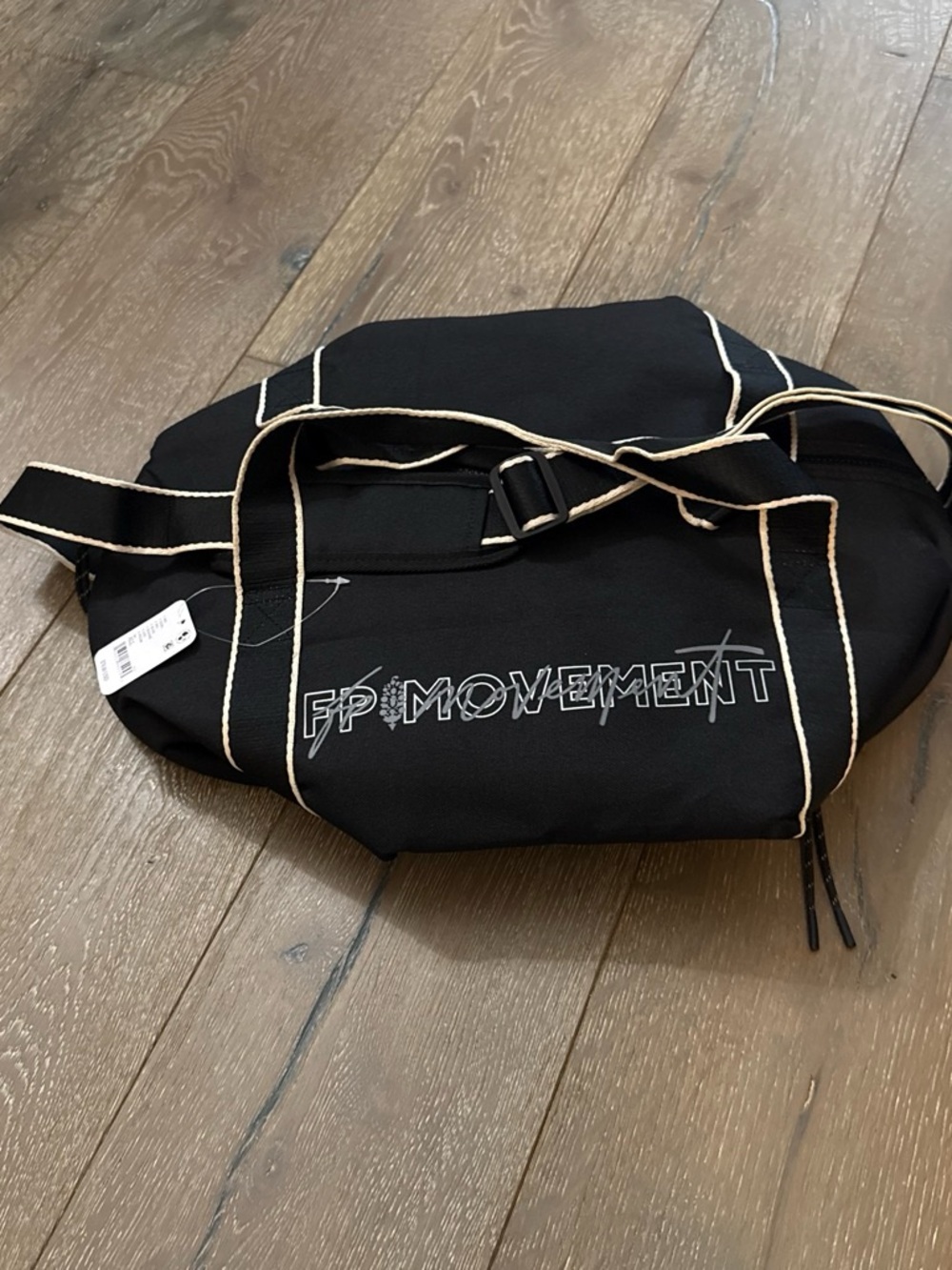FP Movement by Free People Black Belt Bag with Cream Trim